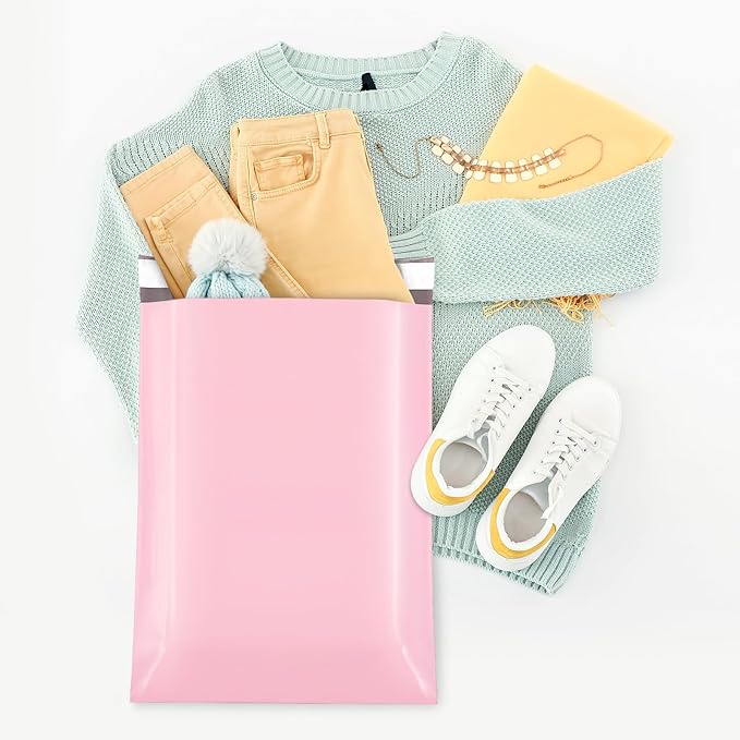 Fuxury 500 Pcs Poly Mailers 14.5x19 Inch, Bulk Shipping Bags for Clothing, Strong Adhesive Shipping Envelopes for Small Business Suppliers,Waterproof Mailers Poly Bags Mailing Envelopes Pink