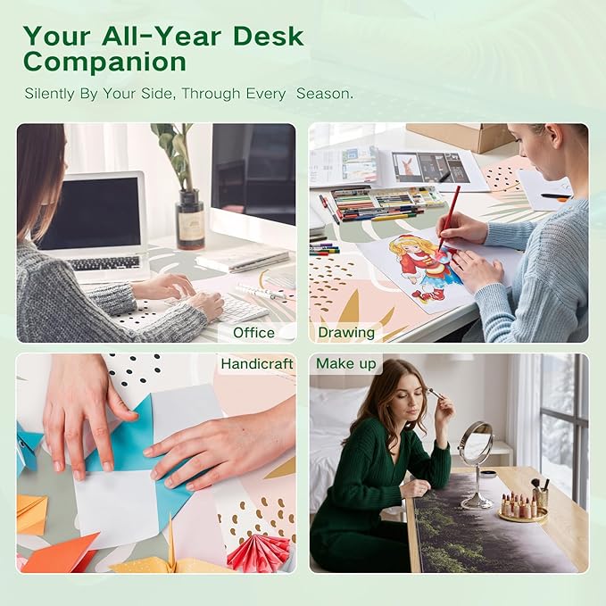 iCasso Heated Mouse Pad Hand Warmer, XXL Aesthetic Heated Desk Pad, 35.4" x 15.7" Large Mouse Pad with 4 Heating Levels for Computer Keyboard, Large Mousepad for Home Office Work (Forest)