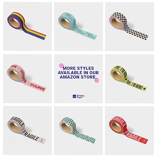 Fragile Packing Tape, Please Be Gentle, Purple Violet Blue Cute Designer Packaging and Shipping Tape for Small Business - Printed Tape for Moving, 1.88" x 110 Yards (330 feet)