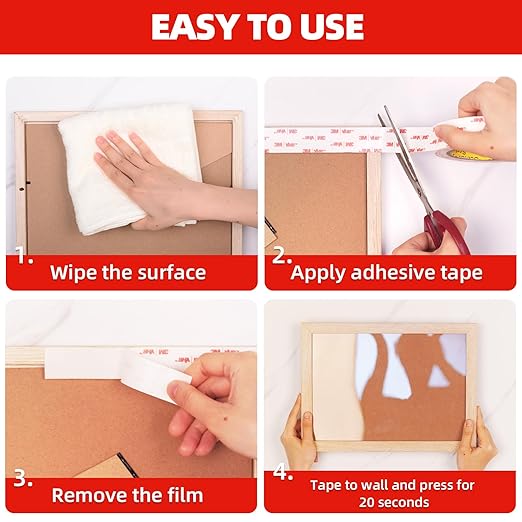 Double Sided Tape Heavy Duty, 1" x 9.85FT Removable Mounting Tape for Wall, Extra Strong Foam Tape, Picture Hanging Adhesive Strips Waterproof for Cars, Walls, Home, Office Décor