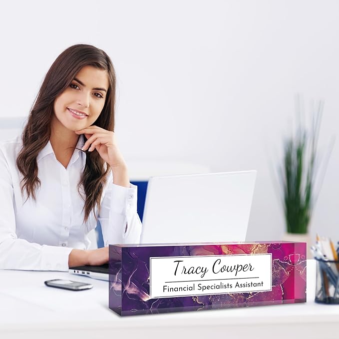 Desk Name Plate Personalized, Custom Name Plate for Desk, Acrylic Desktop Accessories, Office Gift & Decor for Women Men, Teacher Nurse Boss Employee Appreciation Gifts