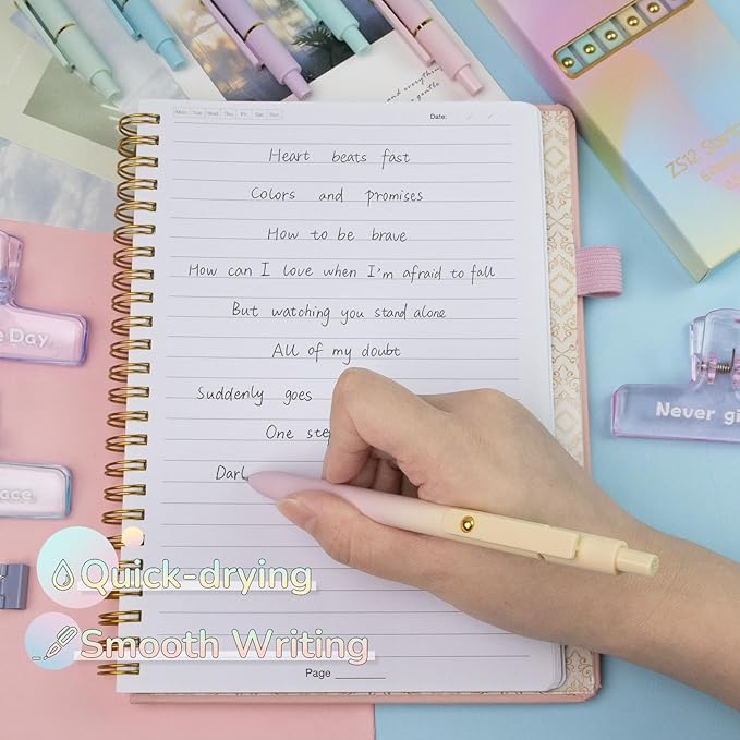 Gel Pens, 6 Pcs 0.5mm Fine Point Smooth Writing Pens Japanese Cute Pens, High-End Series Black Ink Pens for Journaling Note Taking, School Office Supplies for Women Men (6 Pcs Ombre)