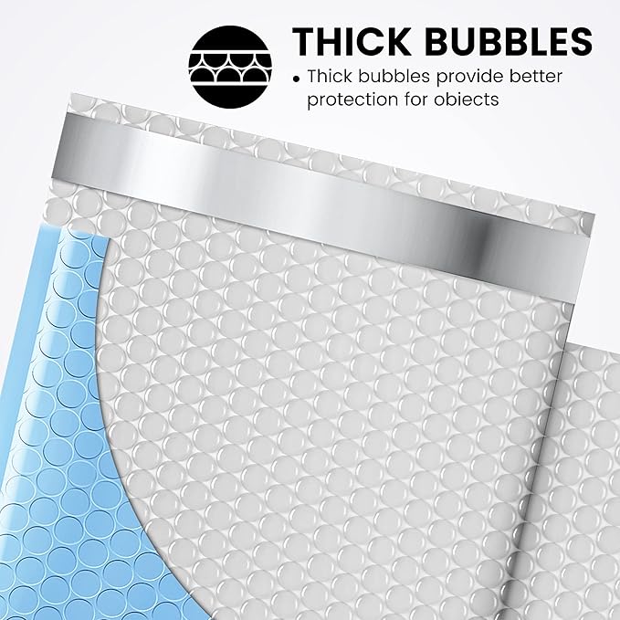 Fuxury 100Pcs Bubble Mailers 6x10" Light Blue Bubble Mailer Thick Shipping Padded Envelopes Usable Size 6x9" Padded Mailers Shipping Bags for Mailing,Packaging, Small Business, Boutique, Bulk #0