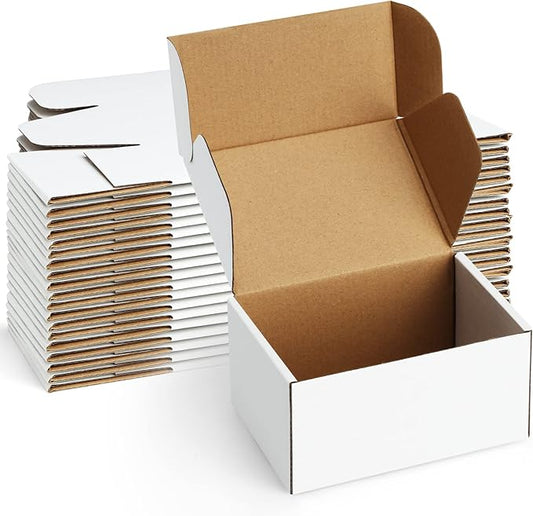 Shipping Boxes 6x4x3 inches Small Mailing Boxes 25 Pack White Cardboard Corrugated Box Mailers