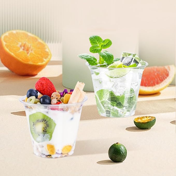 300 Pack 9 oz Clear Plastic Cups, Disposable Cocktail Cups (No Lids) for Party, Wedding, PET Plastic Cup Bulk, Fancy Party Drinking Cup, Clear Tumblers for Cold Beverage