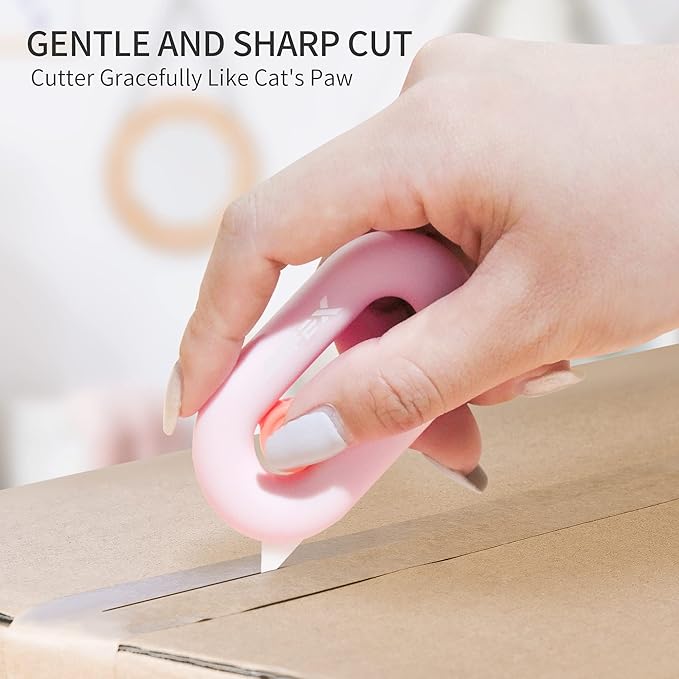 Box Cutter Retractable, Box Opener, Ceramic, Built-In Magnetic, Mini, Safety, Cute, Small, Package Opener for Women