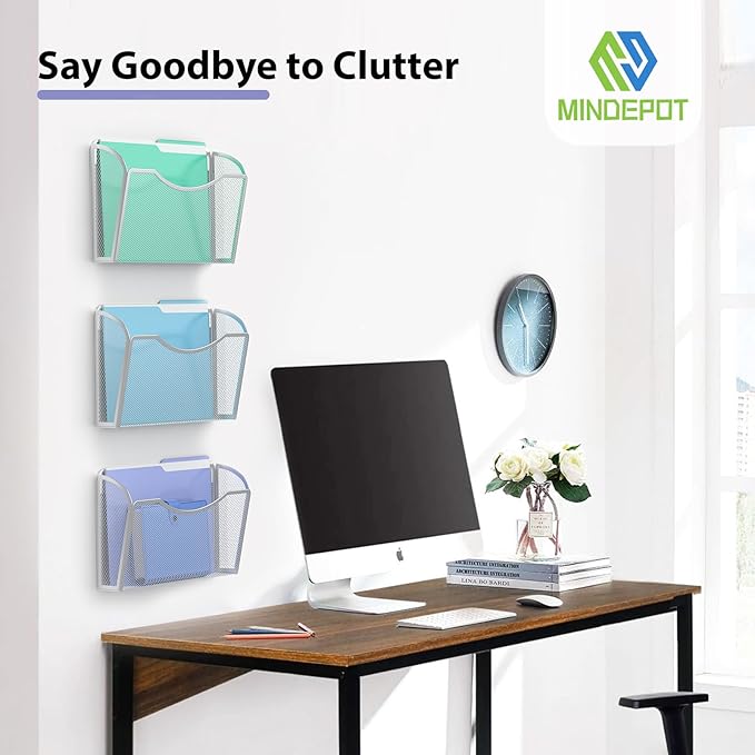 Wall File Organizer,Hanging Wall Mounted File Folder Binder Holder Mail Organizer for Office,Home and School Supplies