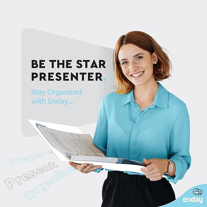 ½ Inch 3 Ring Binder .5 inch White Clear View Cover with 2 Inside Pockets, Colored School Supplies Office and Home Binders, 6 Pack – by Enday