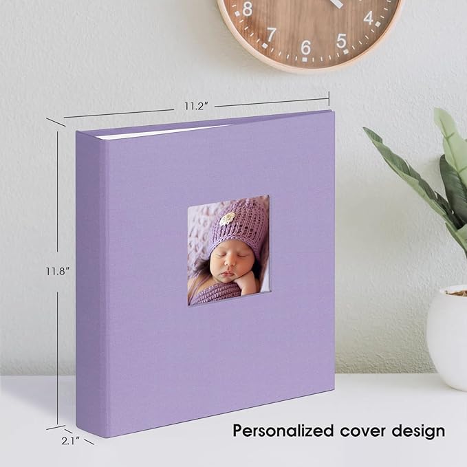 8.5x11 Inch Large 3 Ring DIY Scrapbook Photo Album with 30 Plastic Sleeves 60 Pages Blank Scrapbooks, 8.5 x 11 Scrap Book Albums for Baby Travel Wedding Graduation kids (Light Purple)