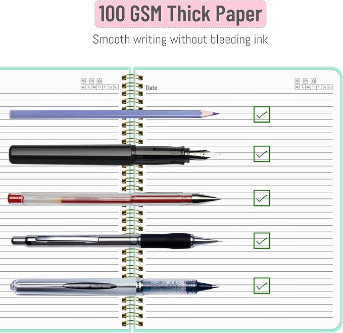 Lined Spiral Notebook A4 Hard Cover Notebook 8.5" x 11", Black College Ruled Notebook for Work, 120 Pages 100GSM Large Thick Paper Writing Journal for Women & Men