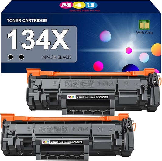 134X Black Toner Cartridges(with Chip) Compatible 134X W1340X 134A W1340A for Laser Jet M209dw MFP M234dw M234sdw M234sdn Printer (2 Pack)