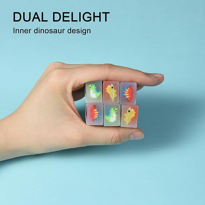 18Pcs Cute Dinosaur Erasers for Kids Bulk, Kawaii Fun Pencil Jelly Erasers for School Classroom Supplies Prize Gifts Party Favors