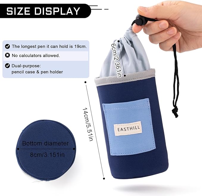 EASTHILL Desk Organizer Pencil Holders Pen Case Pouch for Girls Home School and Office Supplies-Navy