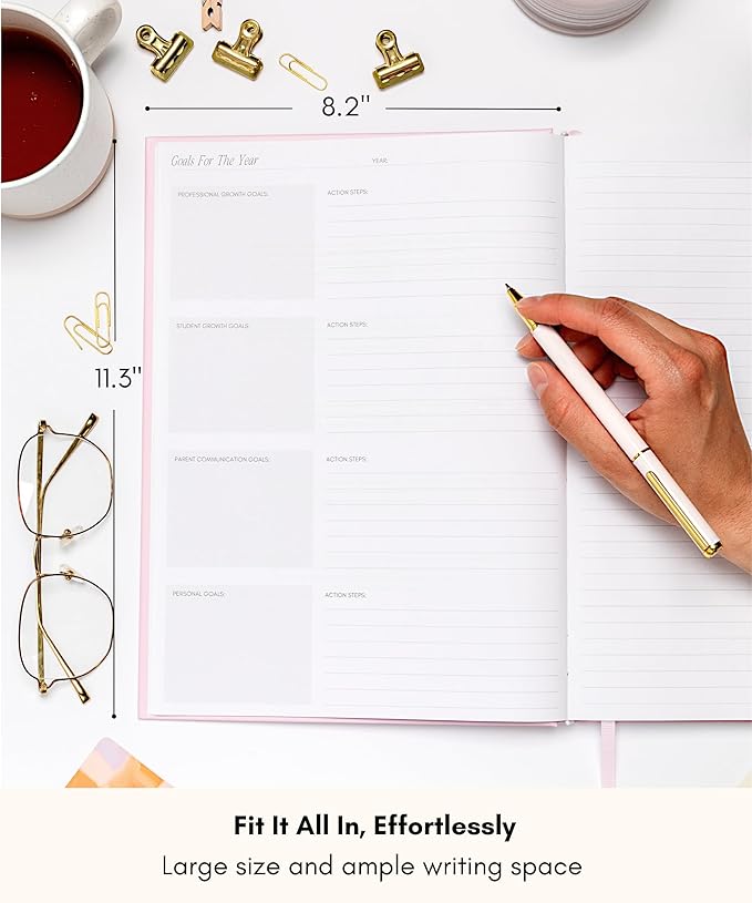 Lamare Teacher Planner 2025-2026 Academic Year – Undated Planner & Lesson Planner Book for Teachers with Class Schedule, Student Info & Weekly Planning