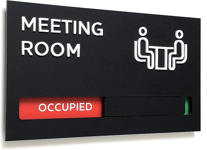 Kubik Letters Premium Meeting Room Sign - Do Not Disturb Sign - Meeting in Progress Door Sign - Office Sign - Sign Out - Office Door Sign - Door Signs for Office - Occupied Sign - Do Not Disturb Door Sign