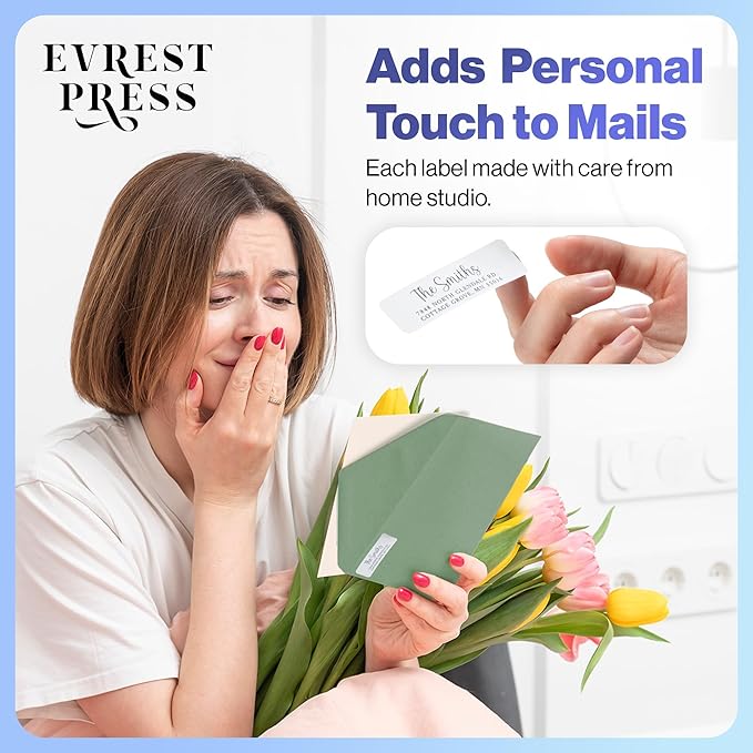 300 Personalized Address Labels - Glossy White Return Address Label 2.5" x 0.75'', Stylish Fonts for Envelopes & Packages, Customizable Labels for Home or Office Use