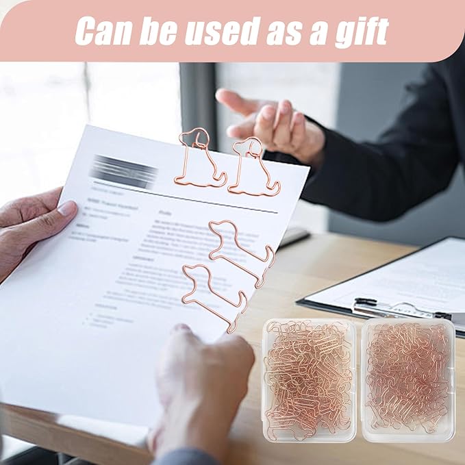 80 Pcs Rose Gold Dog Creative Metal Paper Clips - Fun Office Supplies for Dog Lovers (Rose Gold Dog)