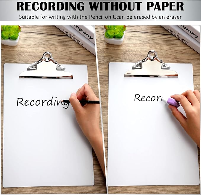 4 Pcs Metal Clipboard Heavy Duty Aluminum Clipboards 12 x 9 Inch Metal Clip Board with Low Profile Clip A4 Letter Size Document Holder for Office School Medical Jobsite Laboratory