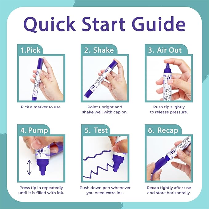 4 Dual Tip Purple Paint Pen Metallic - Fine Tip & Medium Acrylic Paint Markers - Purple Acrylic Markers for Metal, Wood, Rock Painting, Canvas, Ceramic, Glass, Fabric, Plastic - Water based Ink