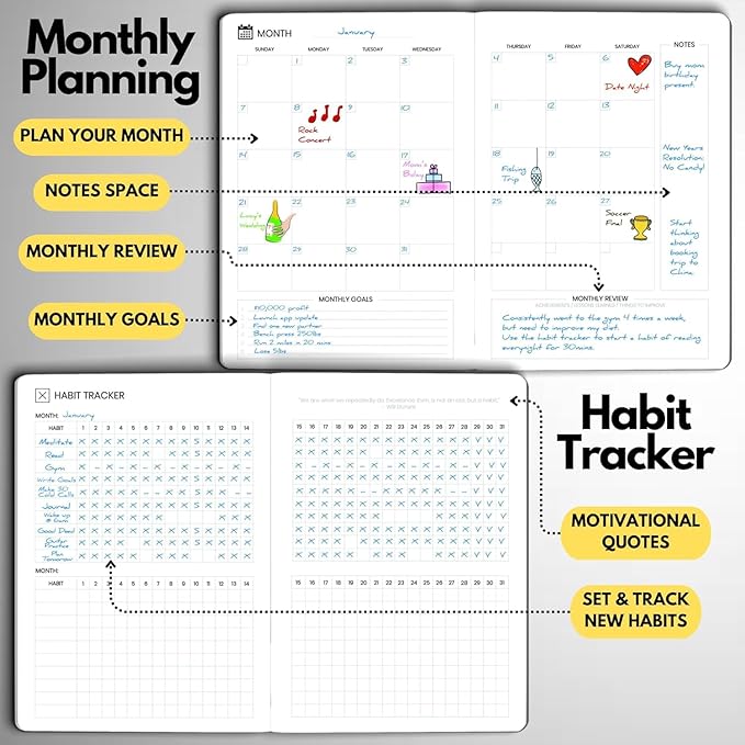 Undated Daily Planner – 3-Month A5 Productivity Organizer with Full Page Per Day, Hourly Schedule, Goal Setting, Habit Tracker, Weekly & Monthly Pages – Hardcover Time Management Notebook (Gray)