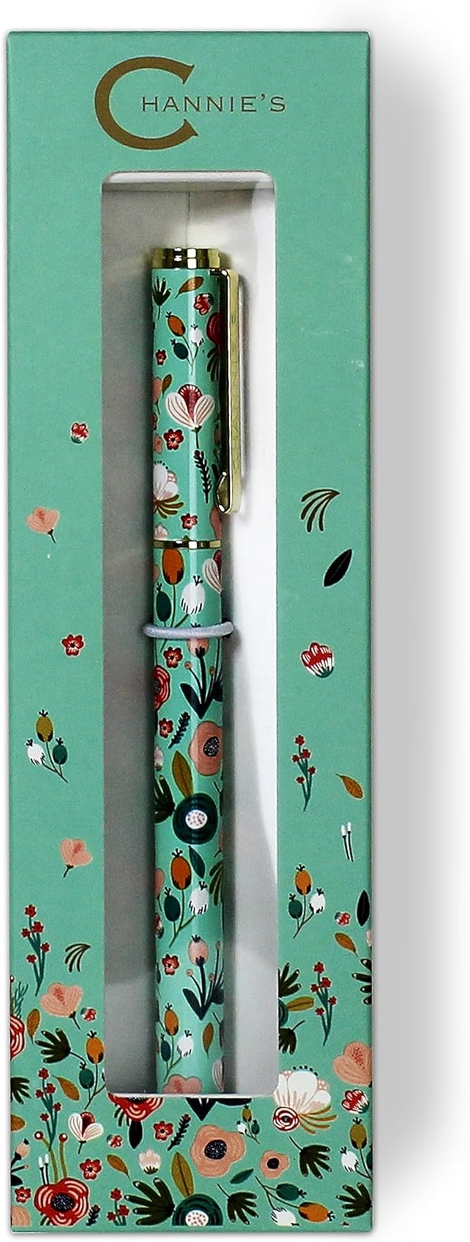 Channie's Beautiful Floral Rollerball Pen - Smooth Writing & Perfect for Home Office, Pen for Handwriting, Great Gift Idea for Teachers, Graduation Coworkers - Teal