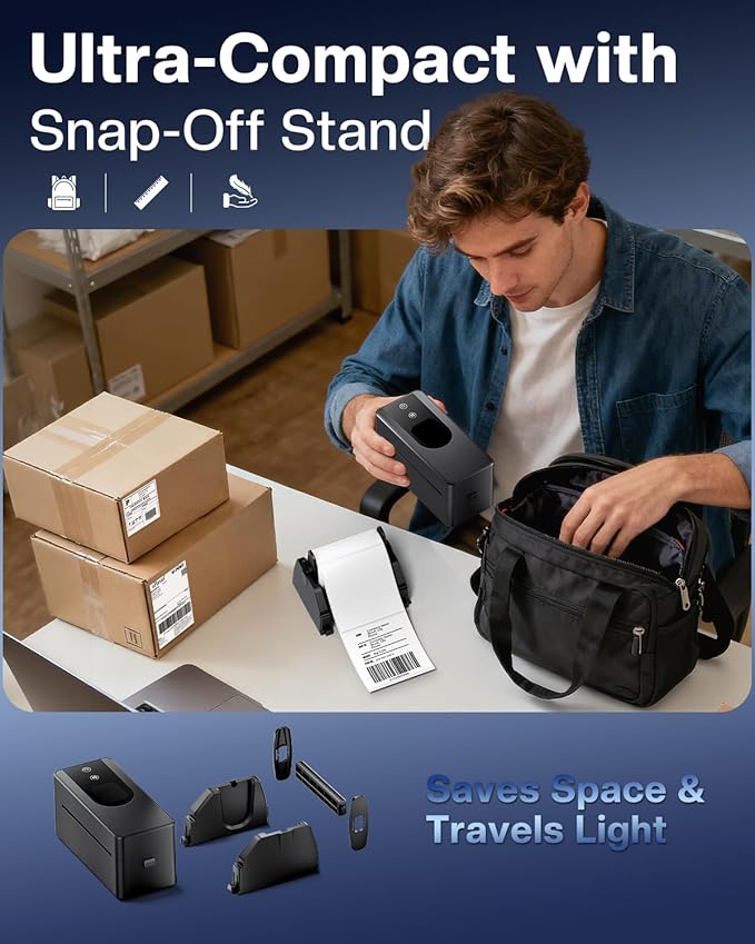 Phomemo Thermal Label Printer Upgraded with Touchable Screen, Shipping Label Printer for Small Business, 4x6 Wireless Thermal Label Printers for Shipping Package, Compatible with Amazon, Shopify, USPS