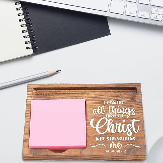 I Can Do All Things Sticky Note Holder, Christian Desk Organizer for Religious Social Worker Therapist Counselor Educators Gift for Office Self-Stick Note Pad Holders EDP105