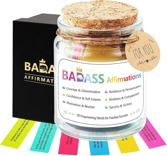 Badass Affirmations Jar Congratulations Graduation Gifts Motivational and Inspirational Gifts for Women Men Boss Unique Funny Christmas Birthday Gift for Sister Coworker Friend