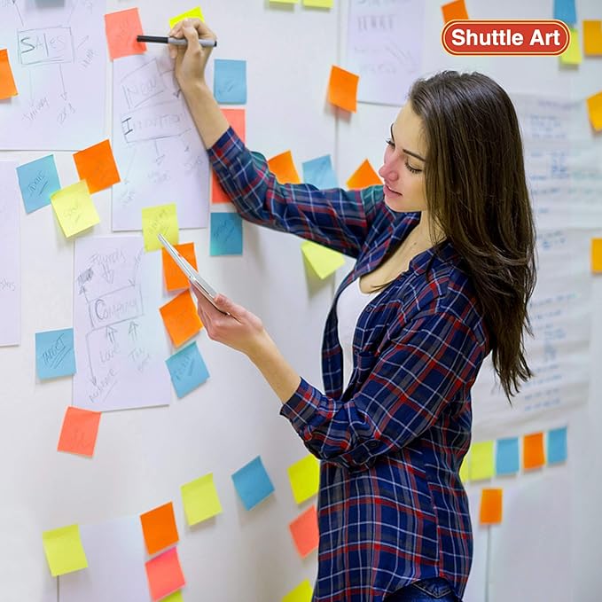 Sticky Notes, Shuttle Art 60 Pads Bright Stickies, 6 Assorted Colors, 3x3 Inches, 100 Sheets/Pad Sticky Pads for Home, School, Office