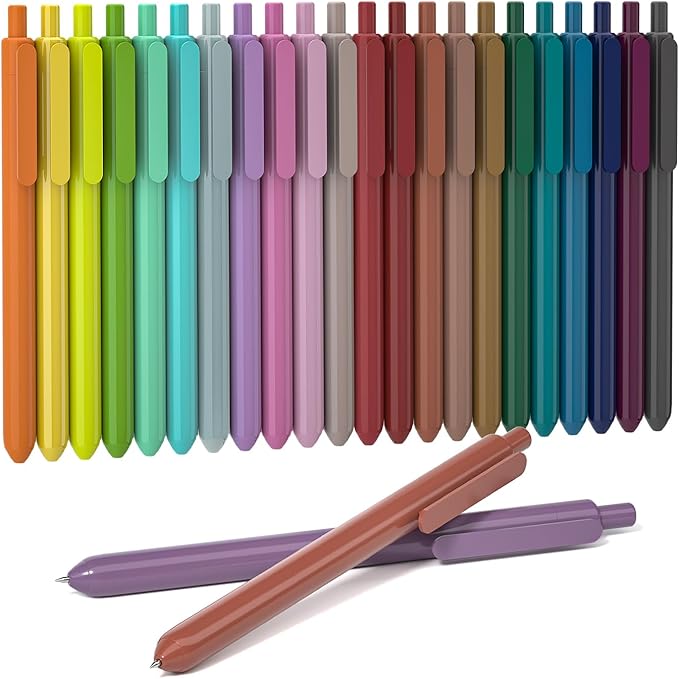 Shuttle Art Colored Retractable Gel Pens, 22 Unique Vintage Ink Colors, 11 Light and 11 Dark Vintage, Cute Pens 0.7mm Point Quick Drying for Writing Drawing Journaling Note Taking School Office Home