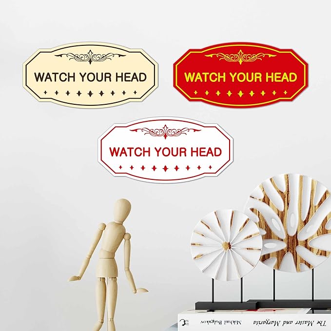 Signs ByLITA Victorian Watch Your Head Sign (Lt Gray) - Medium 10 Pack