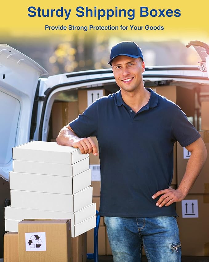 Shipping-Boxes-11x8x2 Inches: 25 Pack-Cardboard-Boxes-for-Packaging, White-Shipping-Boxes-for-Packing-Small-Business, Corrugated Box Mailers for Book Shoes Gift Mailing