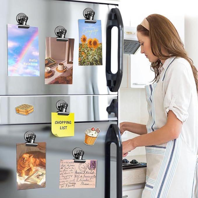 20 Pack Magnetic Clips, Fridge Magnets Refrigerator Magnets, Black Magnet Clips for Whiteboard, Clip Magnets for Photo Displays, Home, Office, Classroom