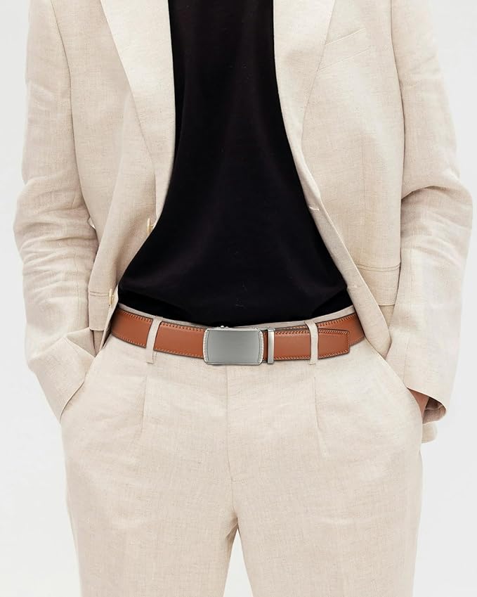 CHAOREN Mens Belt Leather Ratchet Belt - Customizable Fit, Effortless Style (35mm)