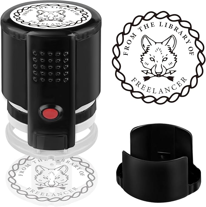 Custom Ink Stamp | Personalized Self Inking Stamp Gifts for Book Lovers, Readers, Teachers | 5 Ink Colors (Design-02)