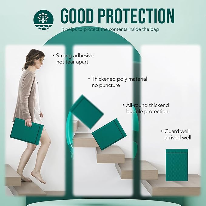 Fuxury Large Bubble Mailers 10.5x16" 40Pack Gift Wrap Padded Envelopes Opaque Mailing Envelopes Bubble Padded Cushion Padded Mailers for Packaging Small Business #5 Forest Green