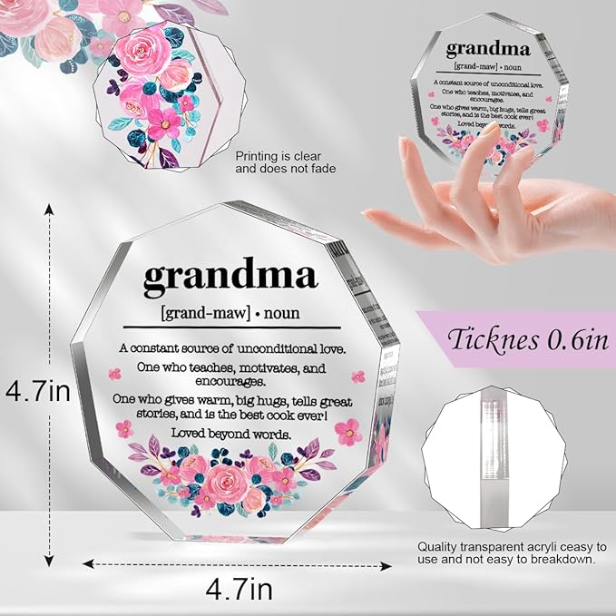 Grandma Gifts from Grandchildren Thank You Gift for Grandma Best Grandma Ever Birthday Christmas Gift for Grandmother Nana GiGi Great Grandma Gammy Grandma Definition Acrylic Decorative Signs Plaques