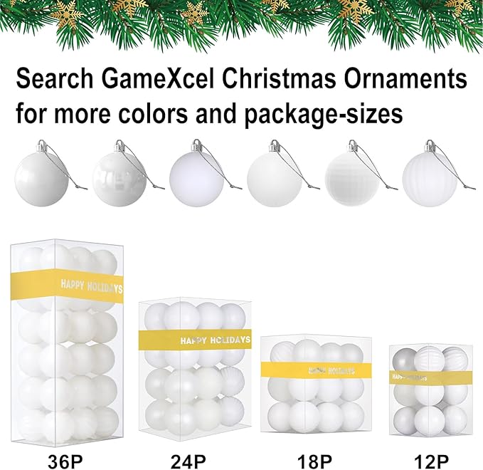 White 3.2" Large Christmas Balls - Christmas Tree Decoration Ornaments Shatterproof Hanging Balls for Birthday Halloween Holiday Wedding Decorations Set of 10pcs