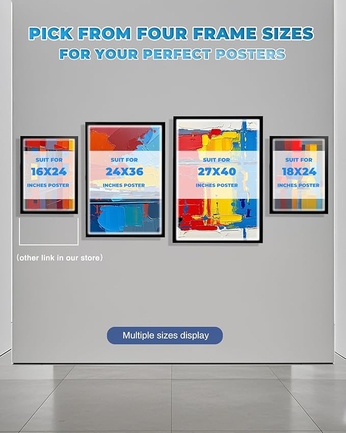 24 x 36 Inch Led Poster Frame, Backlit Movie Poster Frame Light Box Display Sign Holder in Black, Wall Mounting, Aluminum Profile, Magnetic Frame for Movie Poster Advertising Display