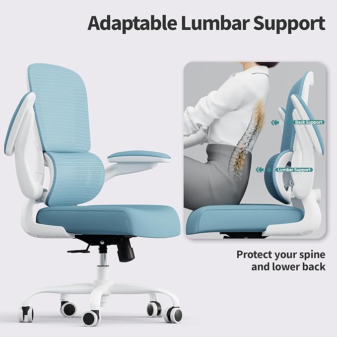 TRALT Office Chair - Ergonomic Desk Chair with Adjustable Lumbar Support, Mesh Computer Chair, Executive Chairs for Home Office Comfortable Lumbar Support,Sky Blue