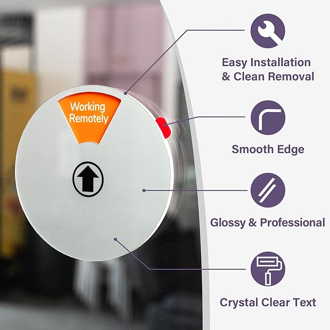 Office Door Signs, Do Not Disturb, In a Meeting, Working Remotely, Out of Office, Back Soon, Please Knock, 6 Options Privacy Wheel Sign, Business Status Indicator For Work, 6 inch Sliver 10PK