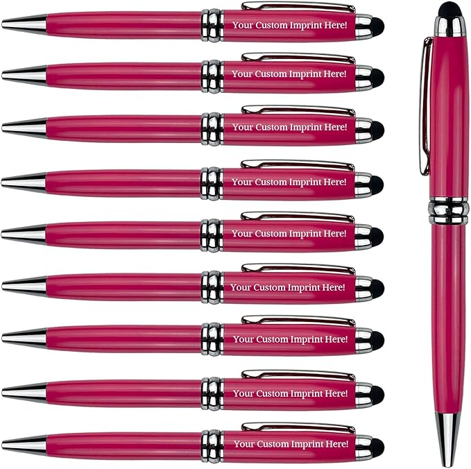 Ancolo Custom Luxury Office BallPens with Stylus Tip Medium Point - Nice writing Pens - Engraved with Your Name Slogan, Perfect for Men and Women Girls boys 10 Pens/Box