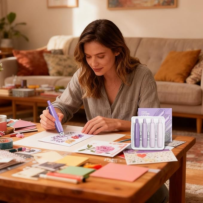 Double Sided Tape Roller - Retractable Adhesive Tape Dispenser, 4 Piece Sticky Scrapbook Set, Easy Application Heavy Duty Design, Excellent DIY Craft Tool, Home School Office Paper Card Photo