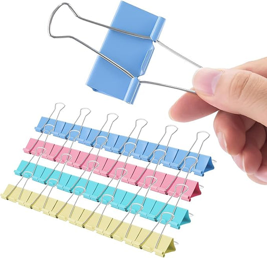 2 Inch 40 Pack Extra Large Binder Clips, Assorted Colors, Colored Jumbo Paper Clips, Big Paper Clamps, Binder Clips Large Size for Home, School and Office Supplies