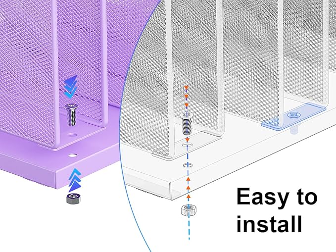 gianotter Desktop File Organizer, Desk Organizer with 5 Compartments, Paper Organizer for Desk, Workspace Organizers for Office Supplies (Purple)