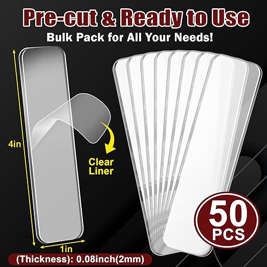 50 Pcs Heavy Duty Double Sided Tape, 1x4 in Rectangles Removable Nano Tape, Transparent Multipurpose Mounting Tape for Home and Office