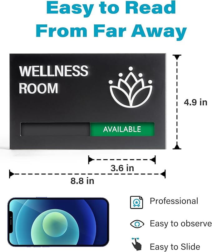 Wellness Room Sign - Do Not Disturb Privacy Slide Door Sign In Use And Available Slider Indicator Tells Whether Room Vacant Or Occupied