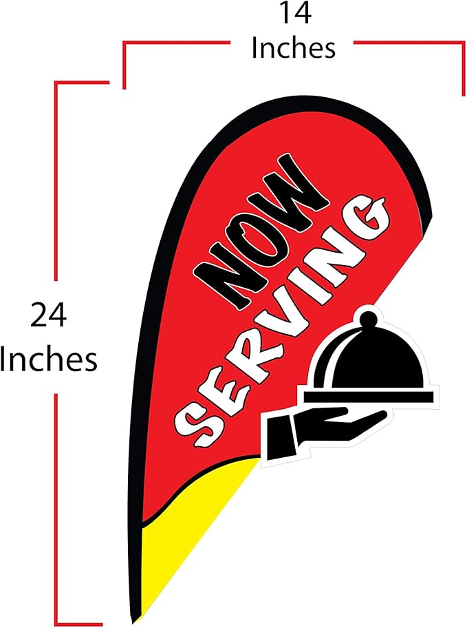 Indoor Outdoor Double Sided Window Flag for Business Sign Drive Thru, Delivery, Pick Up, Essential Business and We are Open Small 3D Flag Kit for Small Business (Serving)