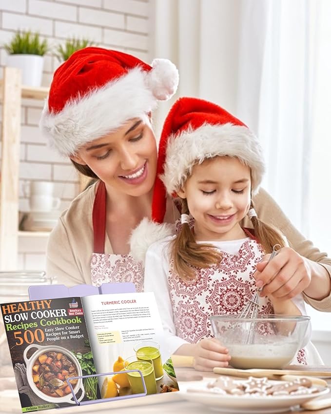 MSDADA Desk Book Stand Metal Reading Rest Book Holder Adjustable Cookbook Documents Holder for Recipes Textbooks Tablet Music Books, Mom Gifts, Gifts for Grandma Mom Mothers Day(Light Purple)