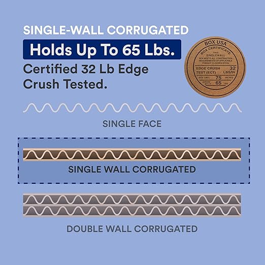 BOX USA Moving Boxes 10"L x 6"W x 6"H Long 50-Pack | Corrugated Cardboard Box for Packing, Moving and Storage 10x6x6 1066